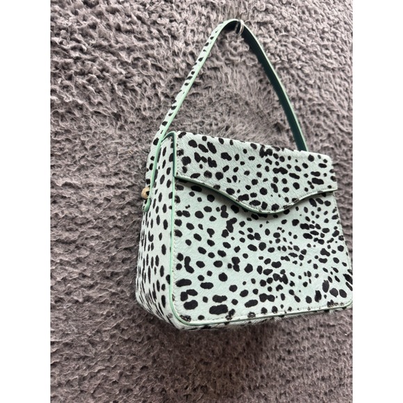 Edie Parker‎ Dalmation Print Real Calf Hair Leather Hand Bag Green - Picture 4 of 12